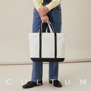 CULTUM ins同款ivy style 大容量托特包男单肩通勤斜挎设计帆布包