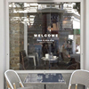 WELCOME 欢迎光临玻璃贴纸 咖啡餐饮推拉门橱窗店铺镂刻墙贴