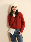 UGIZ商场同款2022冬季韩版女装短款纯色圆领毛衣女UDWF862
