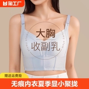 无痕束胸内衣女大胸显小聚拢防下垂收副乳薄款美背收胃文胸罩罩杯