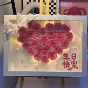 爱心纸巾花相框手工diy材料，包520情人节，生日七夕送女朋友创意礼物
