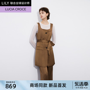 LILY x Lucia设计师高定西装商场同款含亚麻时尚背带连衣裙