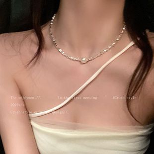 碎银子珍珠项链女轻奢小众，设计感锁骨链2023年高级感颈链