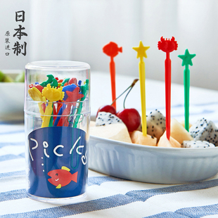 日本进口水果叉套装卡通动物可爱儿童牙签创意，插蛋糕的小叉子20枚