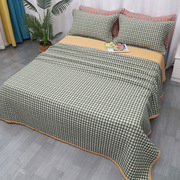 色织水洗纯棉床盖绗缝被，夏凉被北欧风简约格子，直角踏踏米夹棉床单
