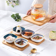 日式九宫格分格餐盘木质，火锅菜盘托盘子，拼盘家用网红创意餐具陶瓷