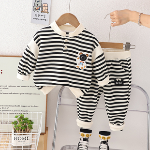 婴儿衣服秋季小孩洋气纯棉，卫衣分体套装八9个月一2岁男宝宝春秋装