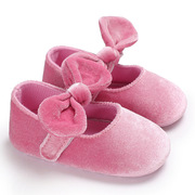 新春季婴儿鞋女宝生日鞋丝绒粉红色配裙子礼服鞋软底防滑1岁6月品