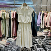 韩版工装风抽绳翻领无袖，衬衣背心+夏季高腰，口袋半身裙两件套装女