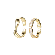 两件套轻奢金色戒指女小众，设计高级感食指女生指环对戒情