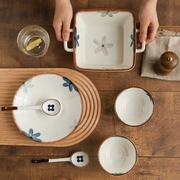 樱之歌二人食碗碟盘餐具套装6件套日式勺子陶瓷