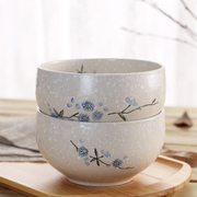 樱之歌日式雪花釉家用4.5英寸米饭碗餐具套装，陶瓷面碗5.5寸吃饭碗