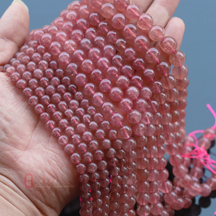 天然无优化草莓晶散珠 4-10mm高品质红水晶圆珠子diy手链项链配件