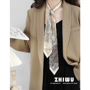 「知雾」春夏丝巾小长条，女中国风细窄发带，飘带绑包包丝带领巾