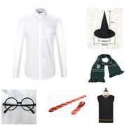 cosplay衬衣灰色百褶裙哈利领带，毛衣围巾背心，v领波特眼镜魔法袍利