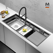 曼巴顿厨房水槽不锈钢，水槽纳米多功能大单，槽厨房不粘油洗菜盆单槽