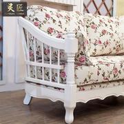 田园沙发小户型白色欧式实木沙发，组合现代简约韩式橡木沙发客厅