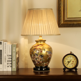 美式陶瓷台灯乡村田园现代简约卧室床头灯欧式客厅书房装饰台灯