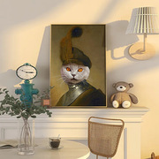 北欧萌宠油画肖像画摆画猫狗宠物动物客厅玄关装饰画ins风挂画