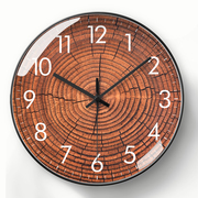 木纹挂钟创意个性时钟，现代时尚钟表北欧客厅墙挂表卧室装饰石英钟