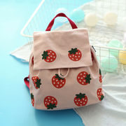 日系小众少女可爱水果草莓双肩包帆布小包女童小背包小巧轻便逛街
