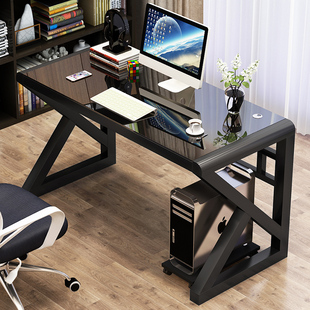 钢化玻璃电脑台式桌家用简约现代经济型，书桌办公桌简易学生学习桌