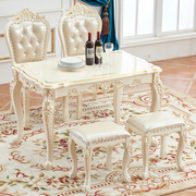 餐桌欧式餐椅家具饭桌实木，小户型家用简约雕花现代长方形吃饭桌子
