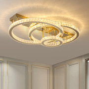 客厅大灯带水晶圆形现代简约灯具高端语音吸顶灯大灯中山灯具