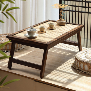 实木竹编阳台榻榻米小桌子，可折叠茶几日式茶桌茶台炕桌矮桌飘窗桌