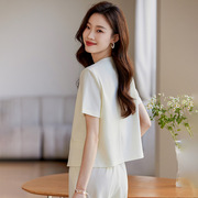 米白色小西装外套，女短款2024夏季时尚简约气质，名媛小香风西服