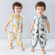 宝宝睡袋婴儿夏季薄款纱布，背心睡袋儿童，空调房防踢被四季通用款