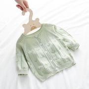婴；儿针织开衫6月宝宝空调衫春夏季薄款1岁女童新生儿毛衣外套.