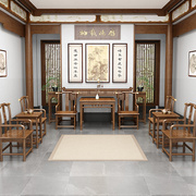 实木农村中堂六件套家用堂屋，中式条案台翘头供桌条几桌太师椅