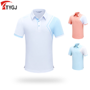 高尔夫球男士短袖T恤POLO翻领衫运动休闲撞色白蓝桔色上衣服装