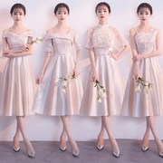 清货伴娘服2024夏季韩版修身香槟姐妹服小个子显瘦连衣裙