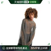 香港直邮潮奢 ASOS 男士设计宽松款长袖绿色开襟网纱T恤