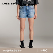 土耳其牛仔Miss Sixty2024夏季牛仔短裤女磨破高腰热裤