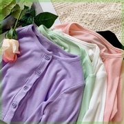 女童夏季针织冰丝开衫长袖，韩版2024小女孩糖果，色轻薄防晒多色