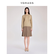 VGRASS法式羊毛气质半身裙女春显瘦遮肉短裙VSB2O10730