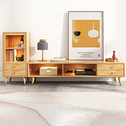 睿趣家居实木电视柜茶几，组合简约北欧玻璃门小户型，客厅2022新