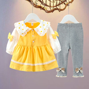 童装女童洋气套装0-2岁春秋，小孩宝宝连衣裙两件套6个月婴儿公主裙
