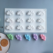 12连五叶草手工皂烘焙蛋糕，模巧克力果冻布丁，硅胶模模具扇子造型