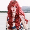 Lolita网红脏橘色羊毛卷假发女长发全头套式亮橙色大波浪长卷发型