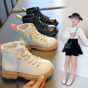 女童马丁靴短靴2023秋冬软皮单靴休闲英伦风中大童低筒皮靴子