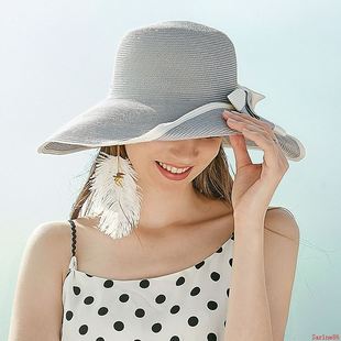 灵珑帽子女夏天草帽大沿遮阳帽，度假海边海滩太阳帽，夏清新(夏清新)帽子