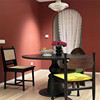 美式复古实木小圆桌，黑色家用小户型个性，创意罗马柱法式咖啡桌子