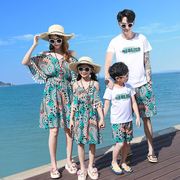 亲子装夏款套装母女2022一家三四五口三亚旅游沙滩服海边度假