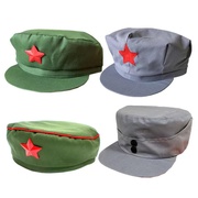 军绿色帽子红卫兵帽，老式解放帽灰色八角帽，女兵帽表演道具帽