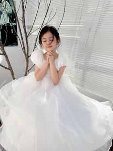 2023夏季女童仙女裙气质，白色网纱长裙公主裙，礼服大裙摆连衣裙