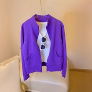 韩国紫色卫衣外套女款2024春秋高级感超好看洋气减龄上衣